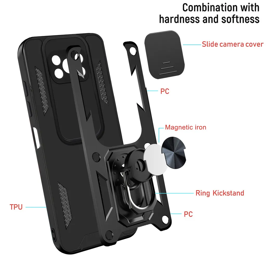 Cover Poco X3 Pro Silicone Oro con Supporto Magnetico e Ring Holder - 4