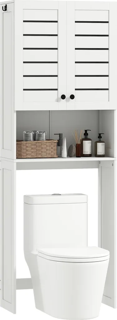 Armoire de rangement WC et machine à laver blanche avec portes persiennes