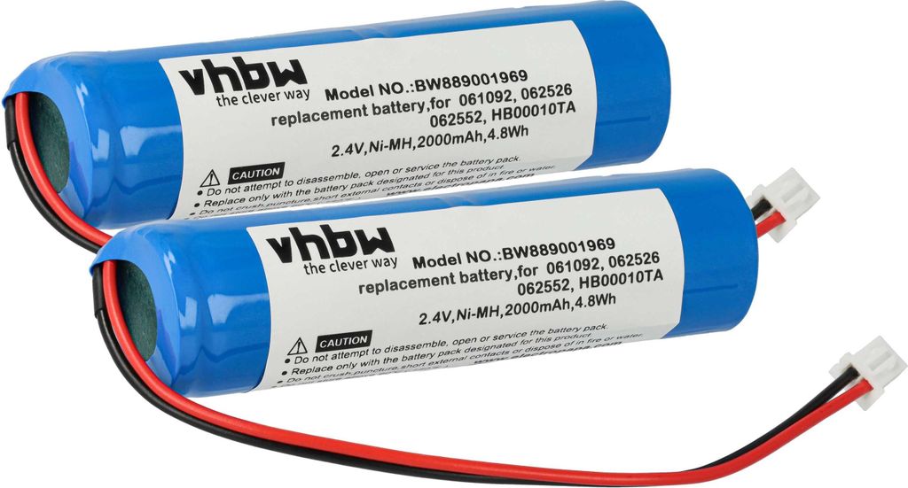 vhbw 2x Akku Ersatz für Legrand 062552, 062526, HB00010TA, 805809, 061092 für Fluchtweg, Notfallbeleuchtung (2000 mAh, 2,4 V, NiMH)