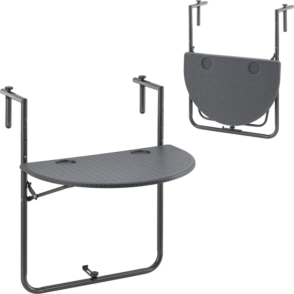 Table de balcon pliable et suspendue en acier pour petit espace 84 cm