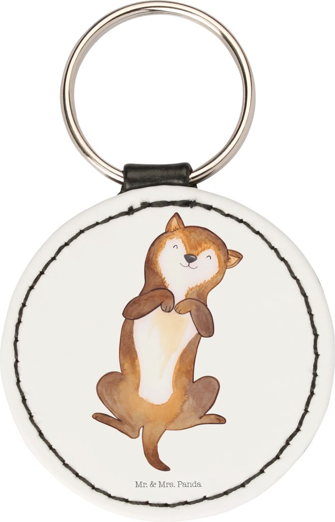 Mr. & Mrs. Panda Schlüsselanhänger Hund Streicheln - Weiß - Geschenk, Süß, Sprüche, klein, Bauch, Anhänger, edel, Hunde, Taschenanhänger, N...