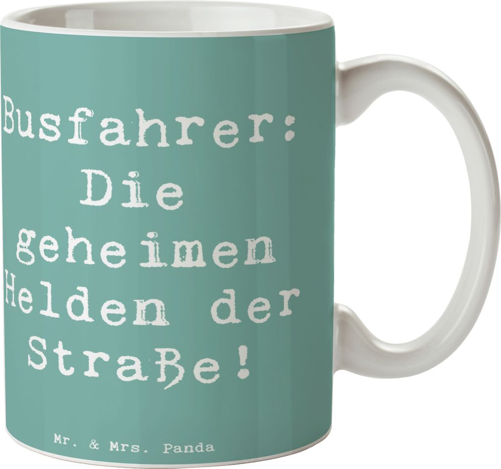 Mr. & Mrs. Panda Teetasse Spruch Busfahrer Helden - Meeresbrise - Geschenk, Alltaghelden, Aufmerksamkeit, einzigartig, Können, Danke sagen, Bedank...