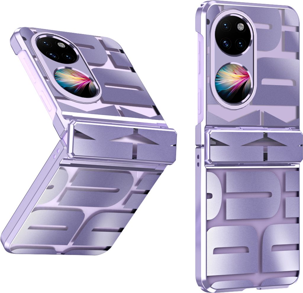 Hülle für Huawei P50 Pocket Hülle mit Scharnierschutz, Galvanisierter Klar Schutzhülle Lila