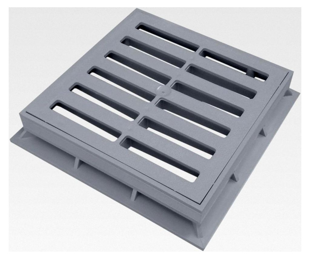 Marley Einlaufrost mit Rahmen 20x20cm begehbar für Einlaufschacht Gully PVC