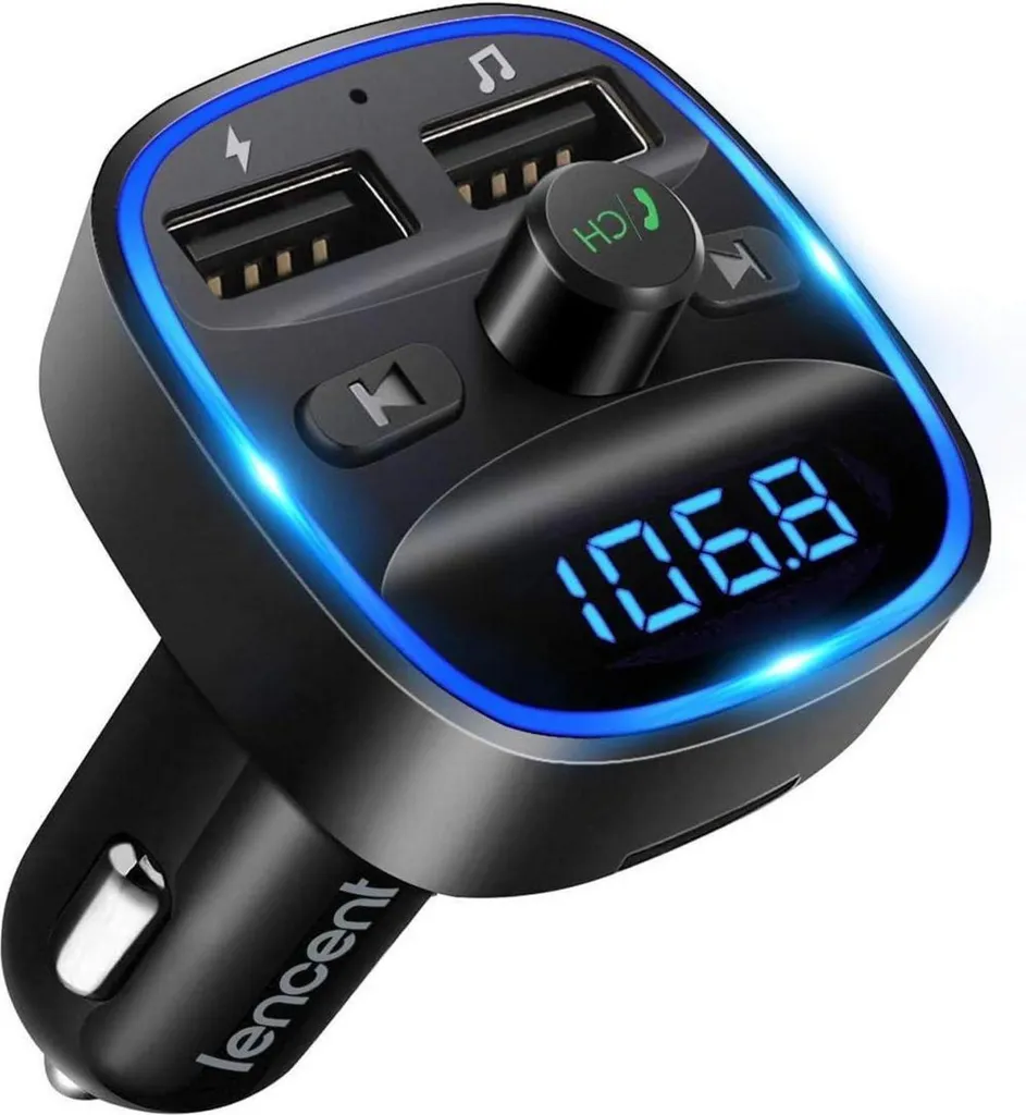 Transmetteur FM Bluetooth voiture pour appels mains libres et musique