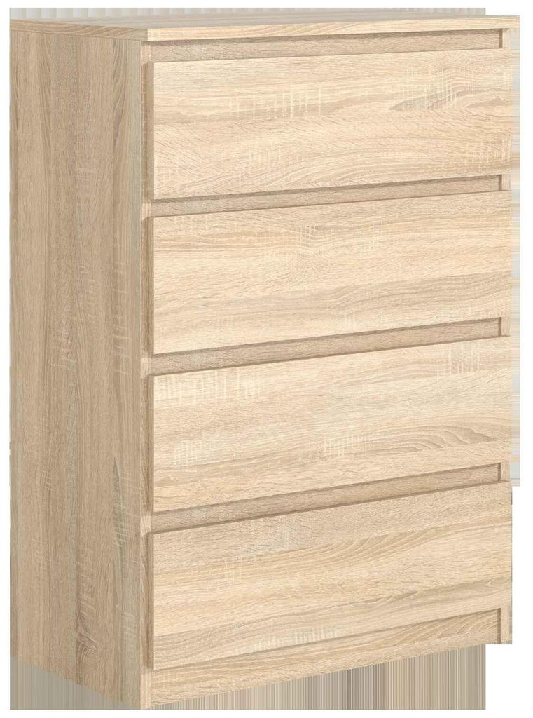 Masseno Kommode NUDO 70 cm Sideboard mit 4 Schubladen und Türen für Wohnzimmer Schlafzimmer Modern 70x39x102 cm Sonoma Eiche / Sonoma Eiche