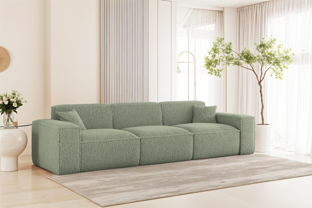 Sofa Designersofa CELES PREMIUM 3-Sitzer in Stoff Sven Hellgrün