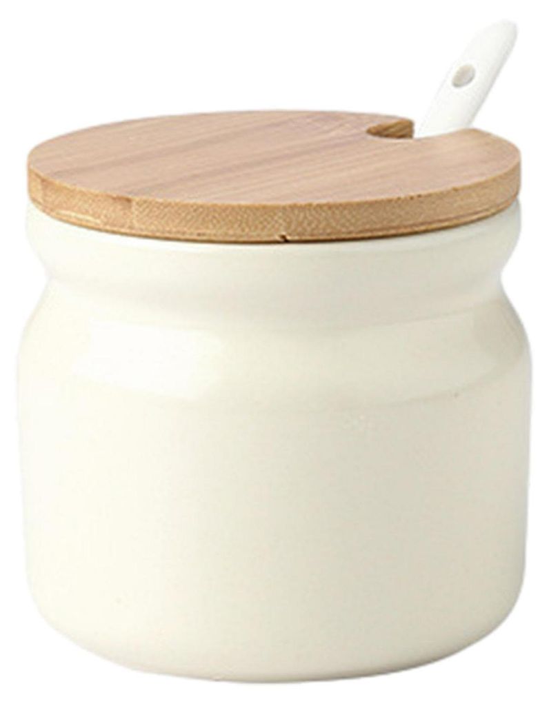 Zuckerdose mit Deckel und Löffel aus Keramik für Tee, Kaffee, Salz und Vorrat