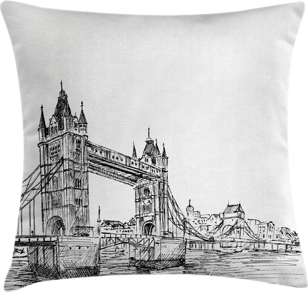 ABAKUHAUS London Kissenbezug, Tower Bridge Vereinigtes Königreich Landschaft, mit Reißverschluss Waschbar Beidseitiger Digitaldruck Klare Farben ...