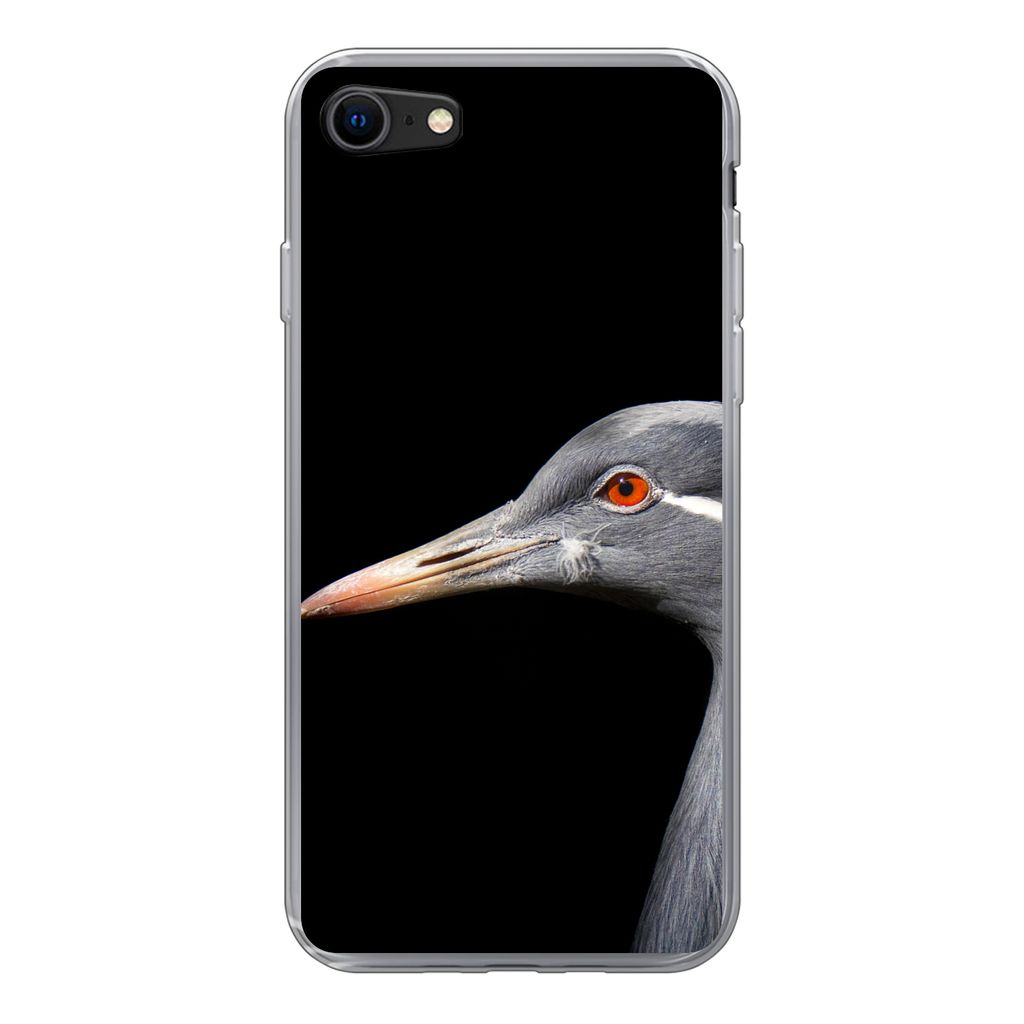 MuchoWow Handyhülle Schutzhülle Hülle für iPhone SE 2020 Kraniche auf schwarzem Hintergrund Silikon Softcase Handy Hülle
