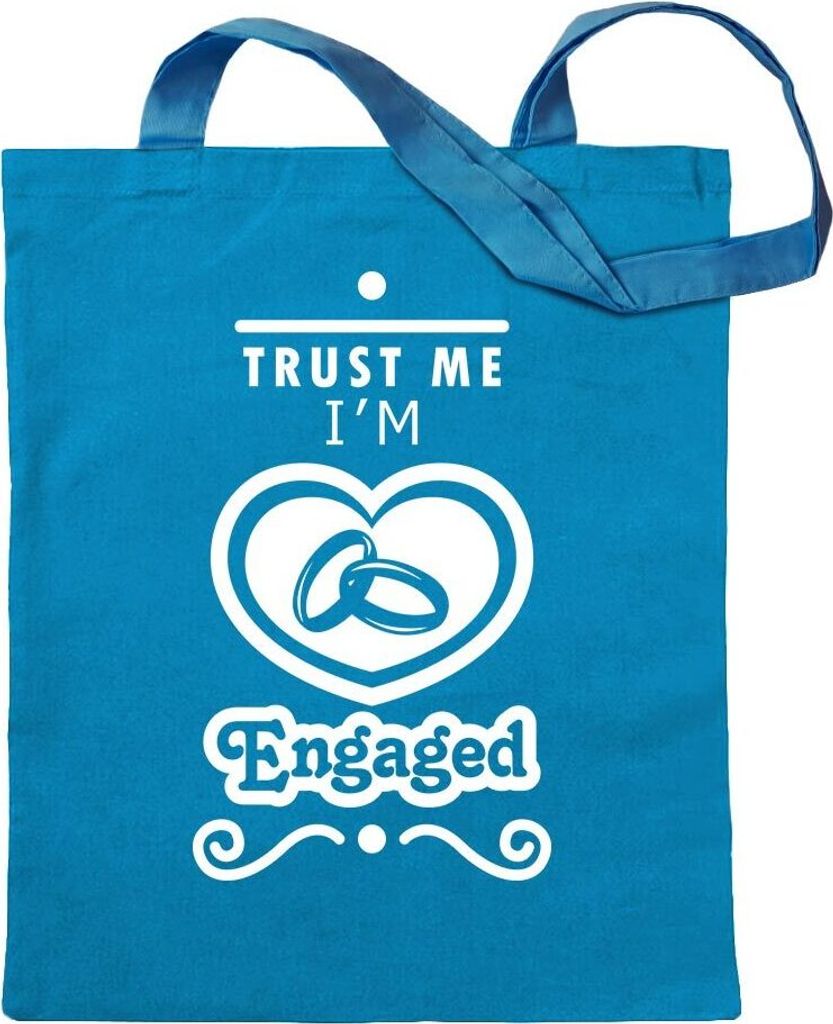 Kiwistar - Baumwolltasche - hellblau - Trust me, im Engaged - Tragetasche Stoffbeutel Umhängetasche Langer Henkel