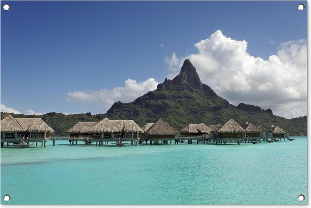 MuchoWow 90x60 cm Outdoor-Poster Gartendeko Sichtschutz Garten Poster für den Garten Die berühmten Bungalows auf Bora Bora