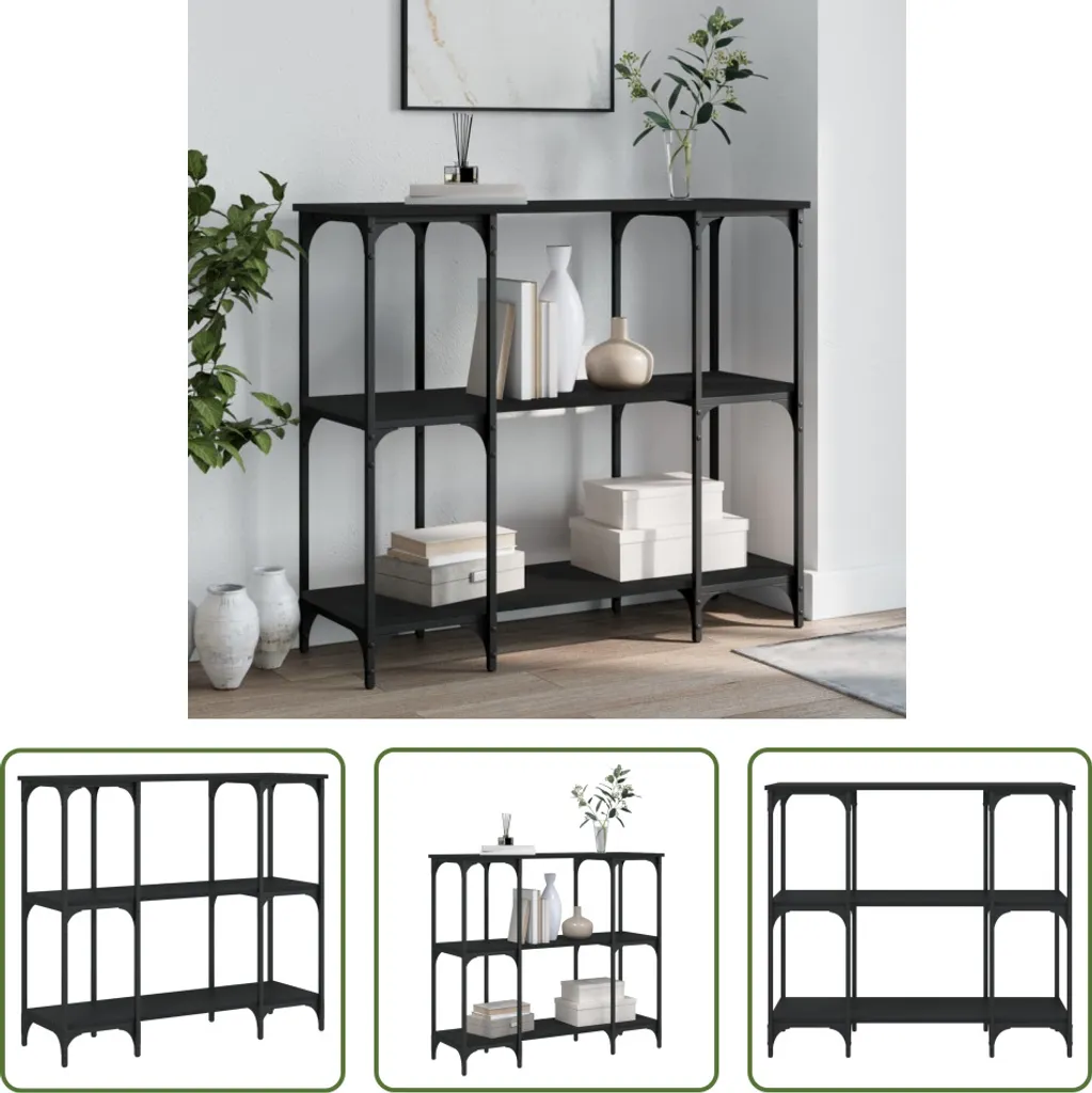 The Living Store Consolle nera 102x35x90 cm in materiale ligneo