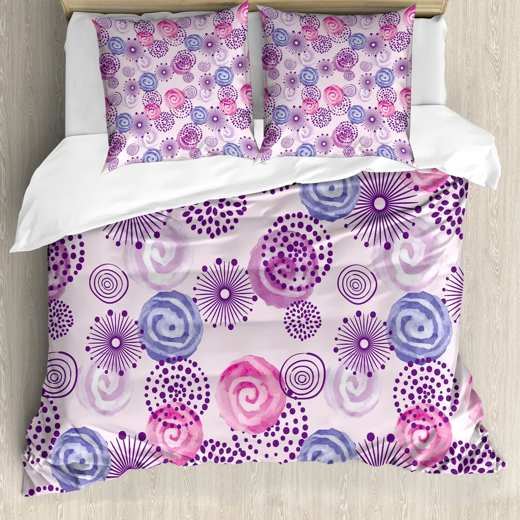 Copripiumino Viola ABAKUHAUS 200x200 cm Floreale Antiacaro e Morbido