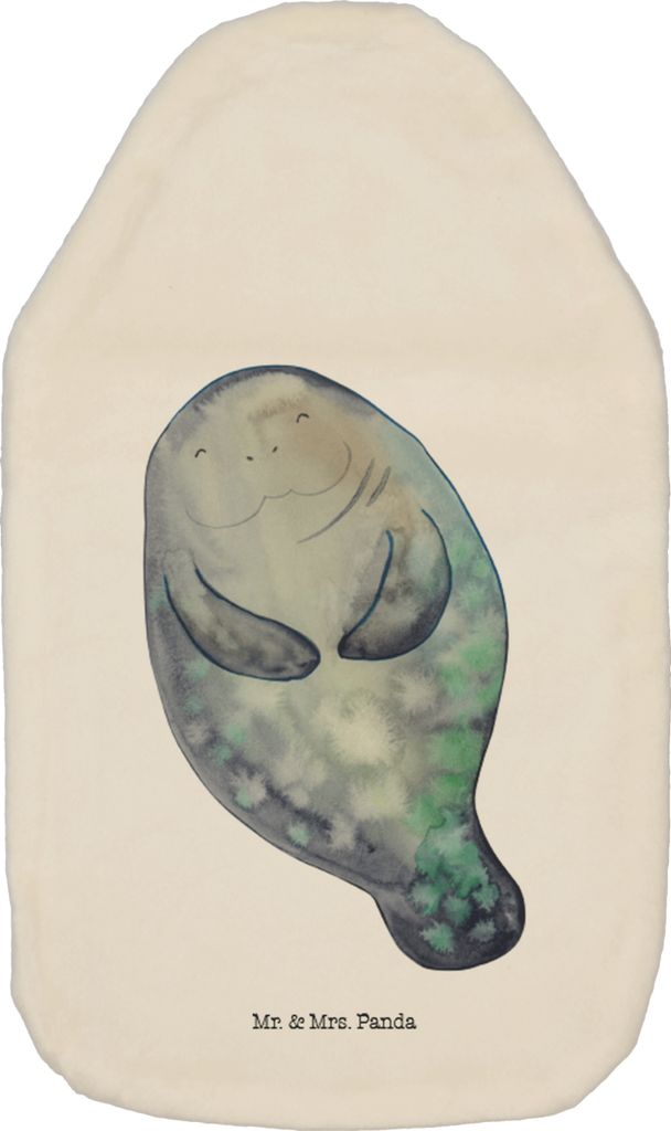 Mr. & Mrs. Panda Wärmflasche Seekuh Happy - Weiß - Geschenk, Meer, Achtsamkeit, Neuanfang, mit Bezug, Freundin, Wärmekissen, Liebeskummer, Wärm...