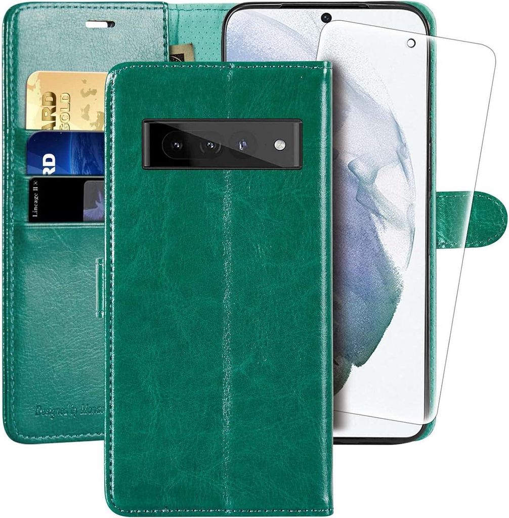 Google Pixel 7 Pro Grüne Geschlossene Hülle Mit Klappe + Schutzfolie