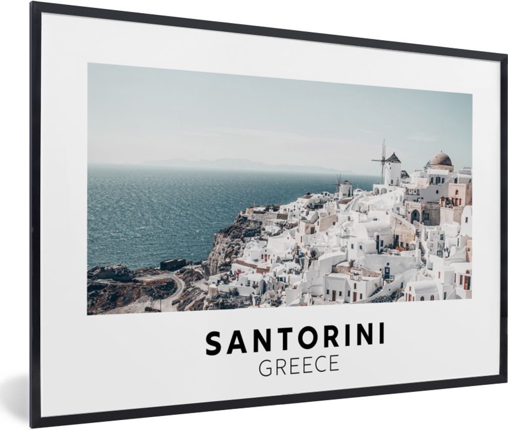 MuchoWow Gerahmtes Poster Griechenland - Santorin - Wasser 90x60 cm - Poster mit Schwarzem Bilderrahmen Wandposter Rahmen Foto Bilder - Fotorahme...