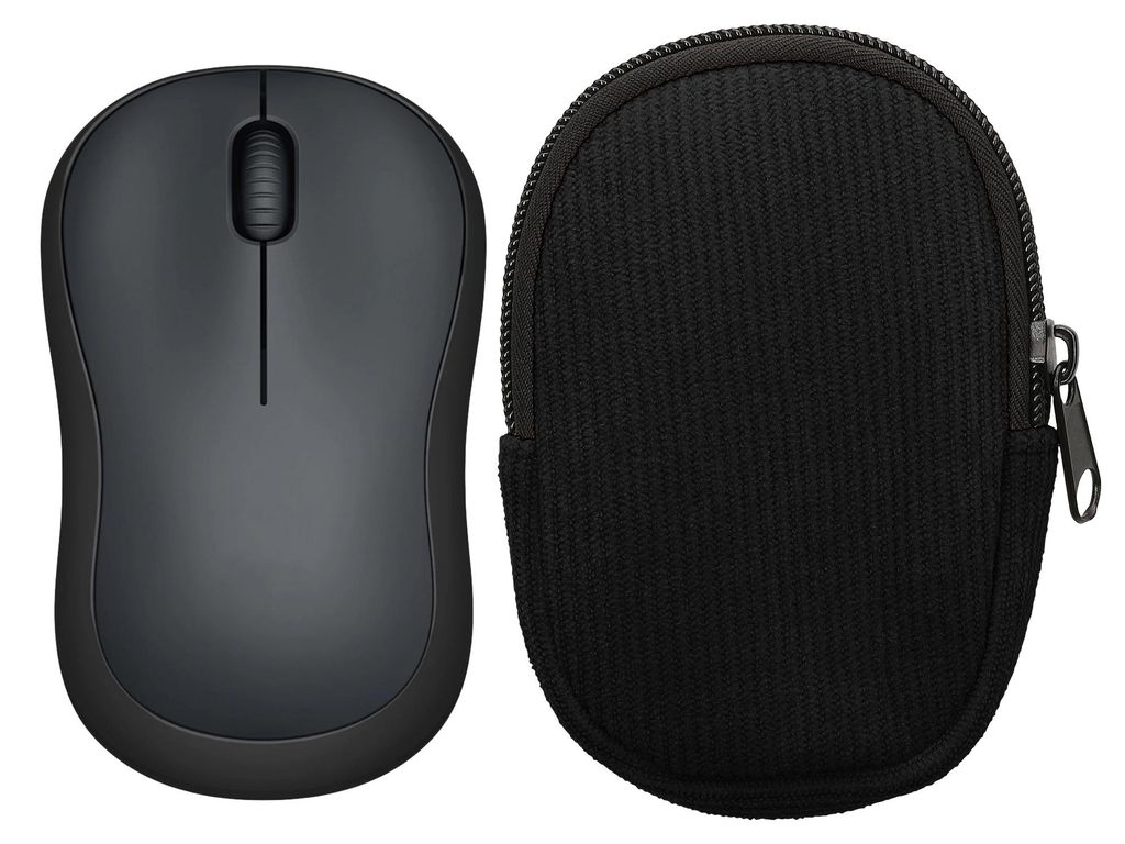 kwmobile Maus Tasche kompatibel mit Logitech M220 SILENT / M235 / M185 Hülle - Case für Bluetooth Maus aus robustem Cord und Neopren Stoff - Schwarz
