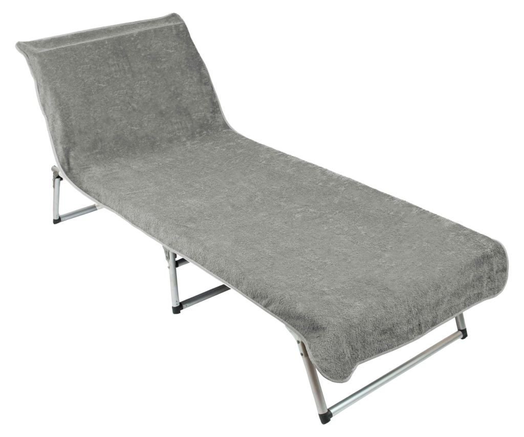 Schutzhülle – weiches und saugfähiges Strandtuch 75 x 215 cm – waschbar bis 60 °C – Baumwolle in Hellgrau – sicherer Sitz dank eingenäh...
