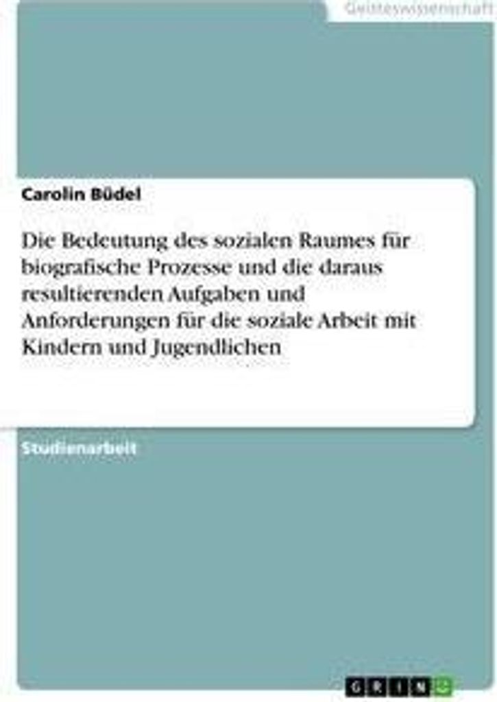 Die Bedeutung des sozialen Raumes für biografische Prozesse und die daraus resultierenden Aufgaben und Anforderungen für die soziale Arbeit mit K...