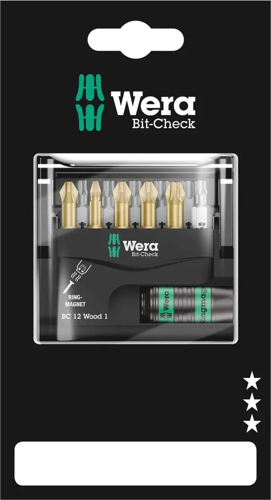 Wera Set Cacciaviti Bit-Check 12 Wood 1: Qualità Tedesca per il tuo Legno