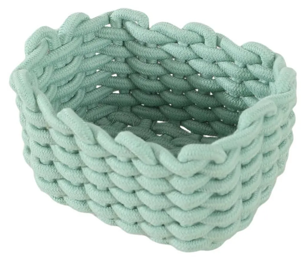 Boîte de rangement rectangulaire en coton tressé pour bébé vert