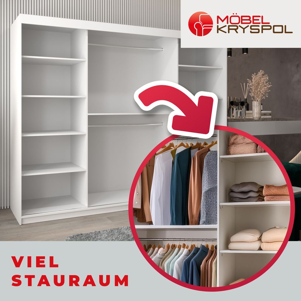 Kleiderschrank, Schiebetürenschrank Schlafzimmer, Schrank Produktbild 6