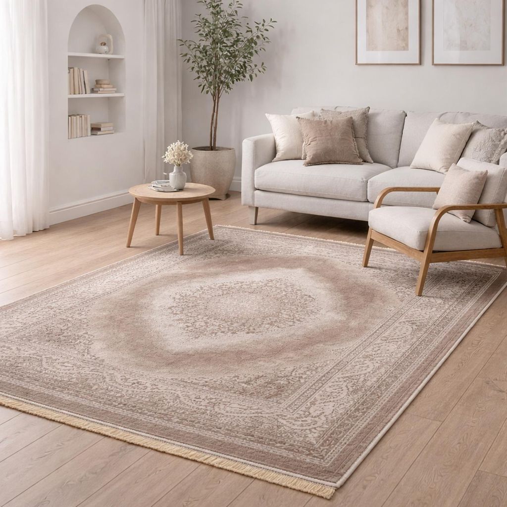 Teppich Kurzflor Moderner Teppich mit Ornament-Muster – Pflegeleicht & Robust – Für Fußbodenheizung geeignet