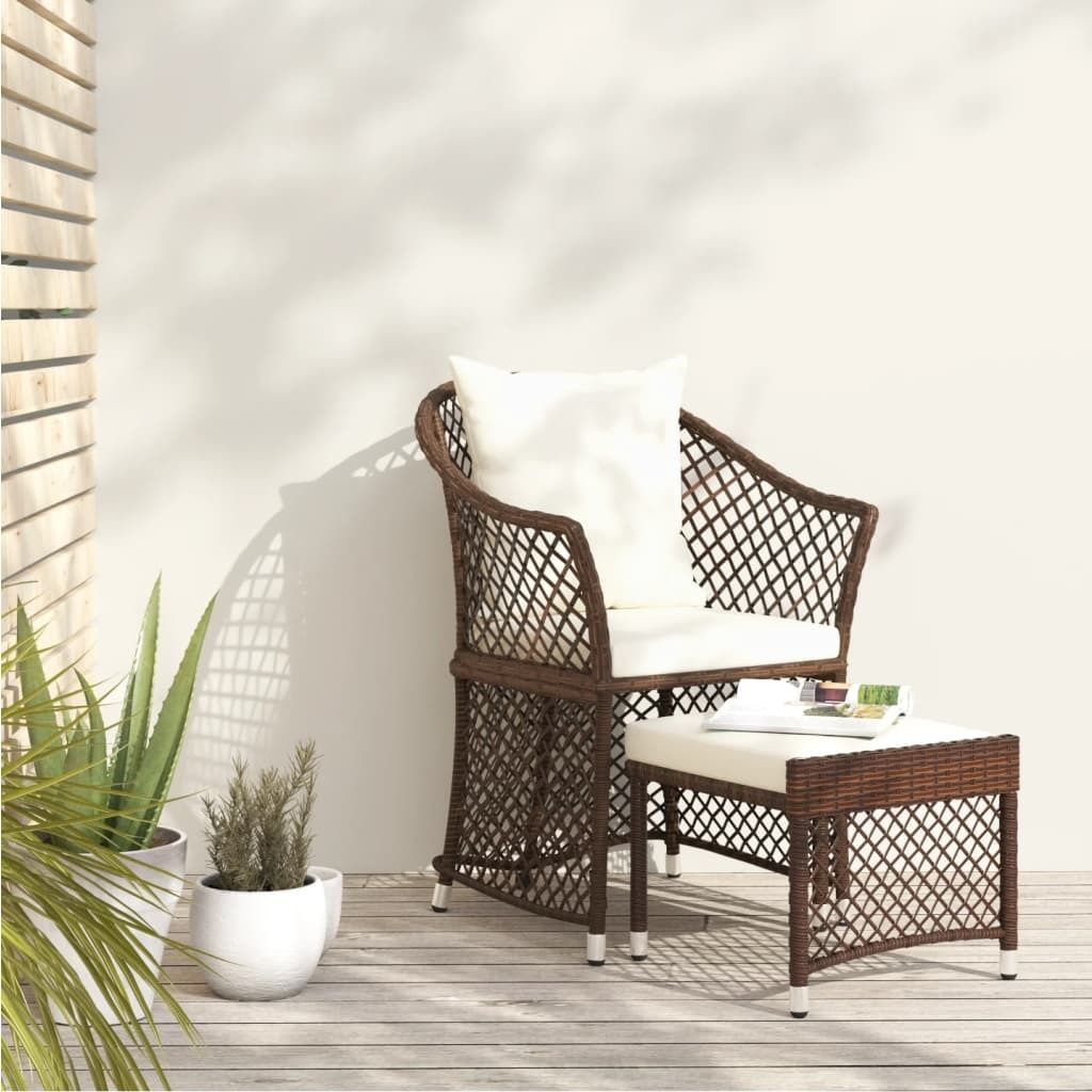 "Rabatt" 2-tlg. Garten-Lounge-Set - Wetterfestes Sitzgruppe - für 1 Personen - mit Kissen Braun Poly Rattan - Lounge-Dining set CC8463