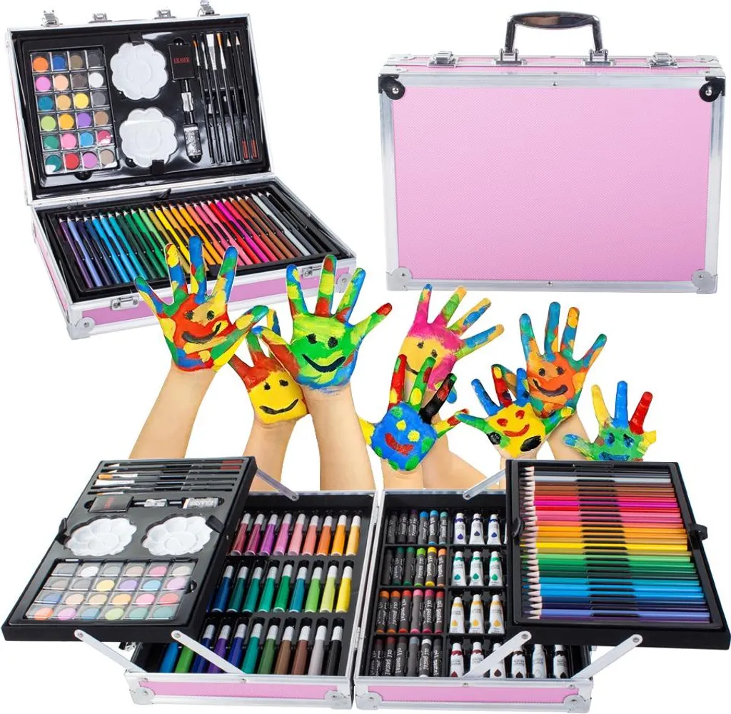Valigetta Colori 145 Pezzi Kit Artistico Completo per Bambini