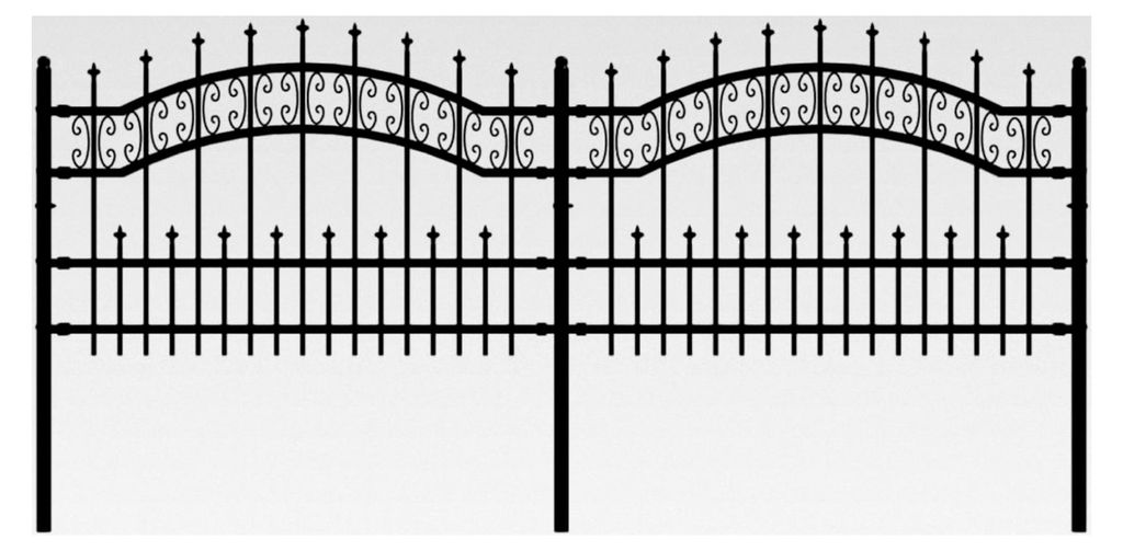 Gartenzaun aus Metall mit Speerspitzen, dekorative Zaunelemente für Hunde, Landschaftszaun, Zaun für Hof und Terrasse, Schwarzstahl