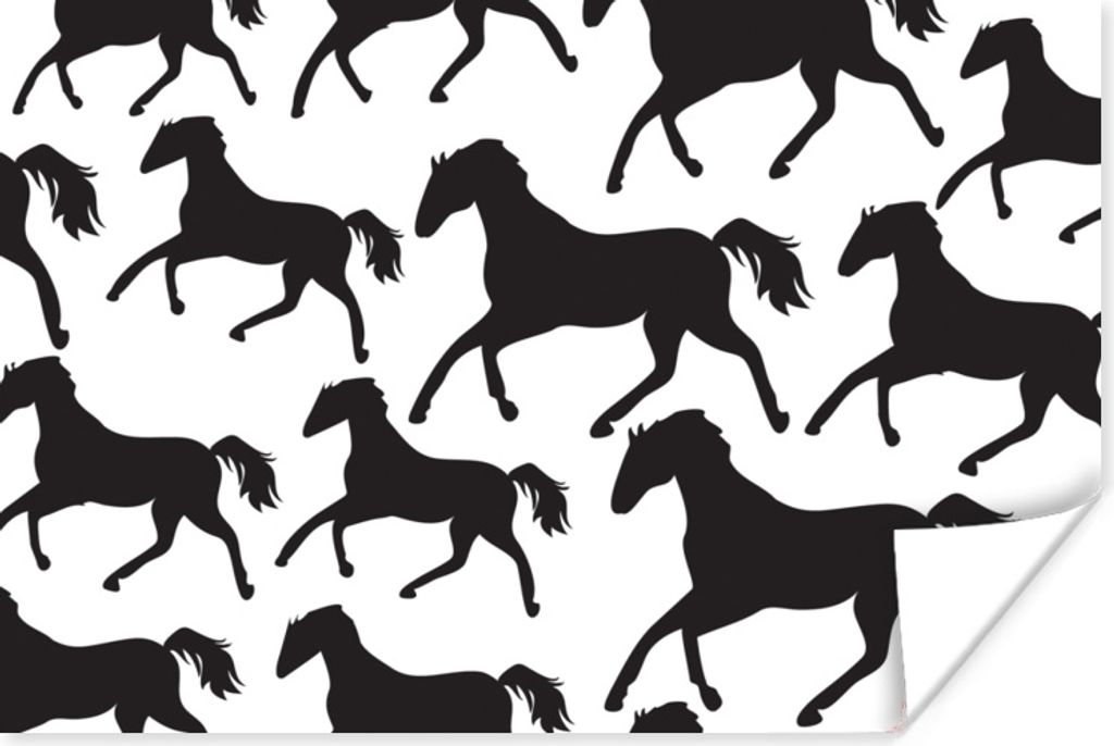 MuchoWow Poster Pferde - Weiß - Muster - Mädchen - Kinder - Mädchen 90x60 cm - Schlafzimmer