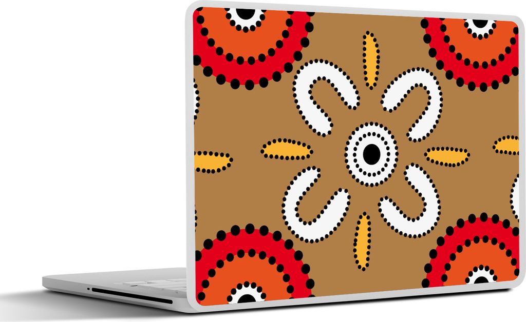MuchoWow Laptop Aufkleber Sticker Cover Design - Blumen - Punkte 40x30 cm - Laptop Dekoration - Selbstklebend