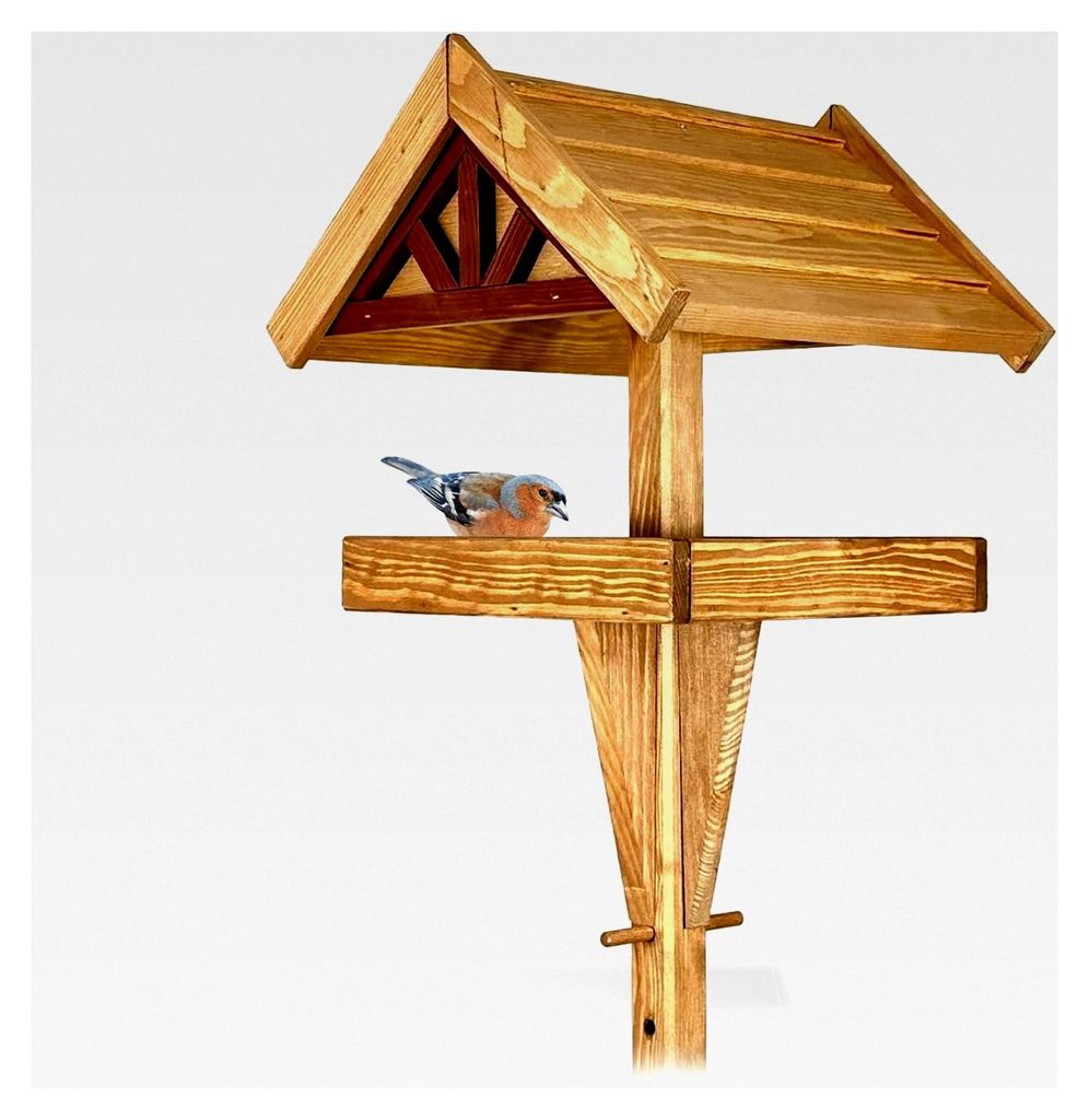 Höhenverstellbares Vogelhaus mit Ständer aus wetterfestem Holz