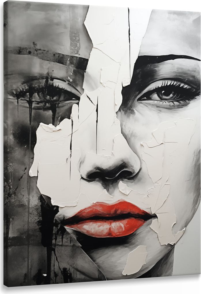 Muralo Leinwandbild Frau GESICHT Porträt Abstraktion Wanddeko Wohnzimmer Schlafzimmer 40 cm x 50 cm