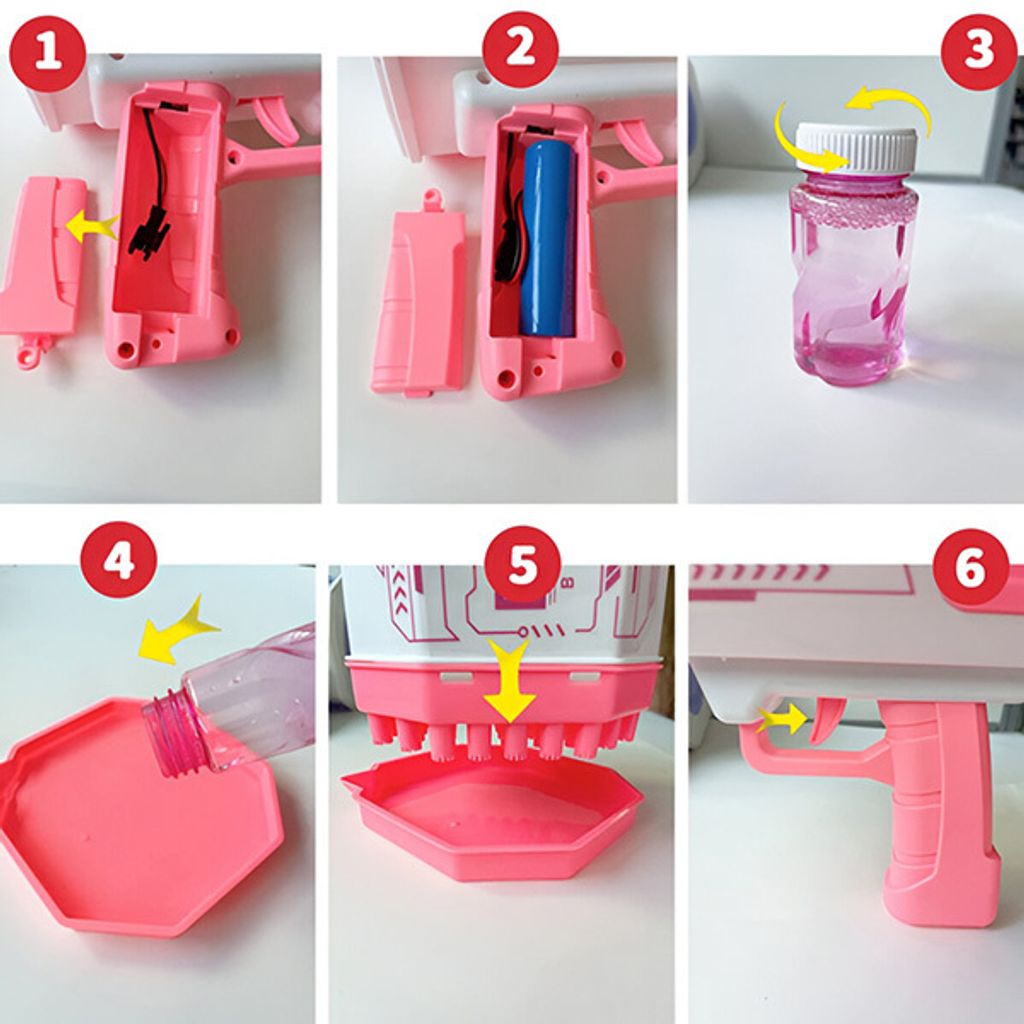Pistola a Bolle per Bambini, GuKKK 10 Fori Macchina Automatica per Bolle di Sapone, Soffiatore di Bolle Silenzioso con Luci, con Soluzione a Bolle da 100 ml, per Matrimonio/Regalo di Compleanno