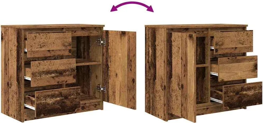 vidaXL Credenza con cassetto in legno di recupero 71x35x65 cm Materiale a base di legno - 8