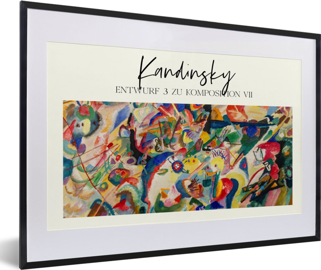 MuchoWow Gerahmtes Poster Malerei - Wassily Kandinsky - Abstrakt 60x40 cm - Poster mit Schwarzem Bilderrahmen Wandposter Rahmen Foto Bilder - Sch...