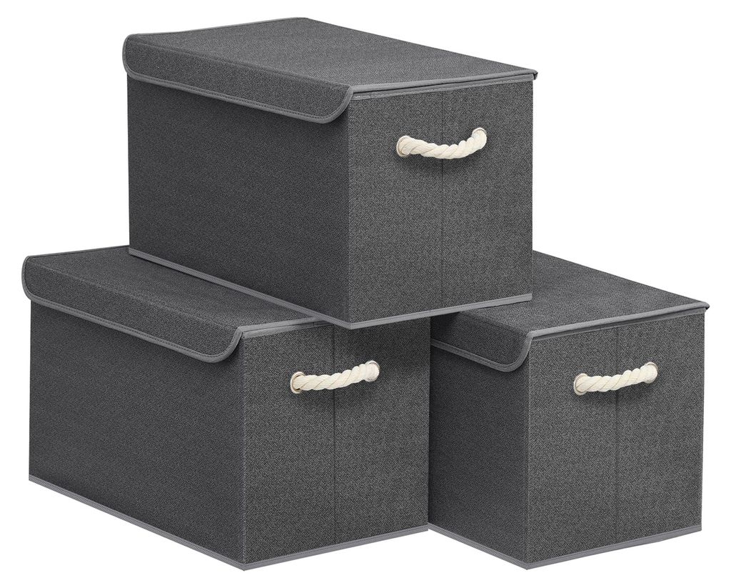SONGMICS Aufbewahrungsbox mit Deckel, klappbar, 3er Set, 50 Produktbild 
