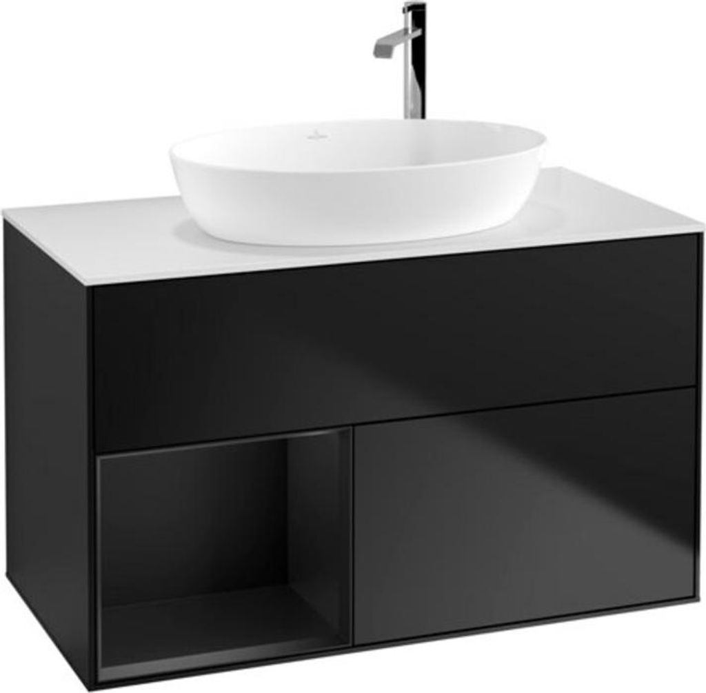 V&B Waschtischunterschrank Finion 100, Pl wh. m, Reg bla m Lac, bla m Lac