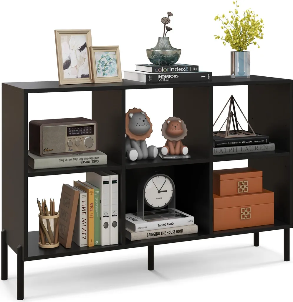 Meuble de Rangement à Casiers Noir et Buffet Bas Moderne pour le Salon