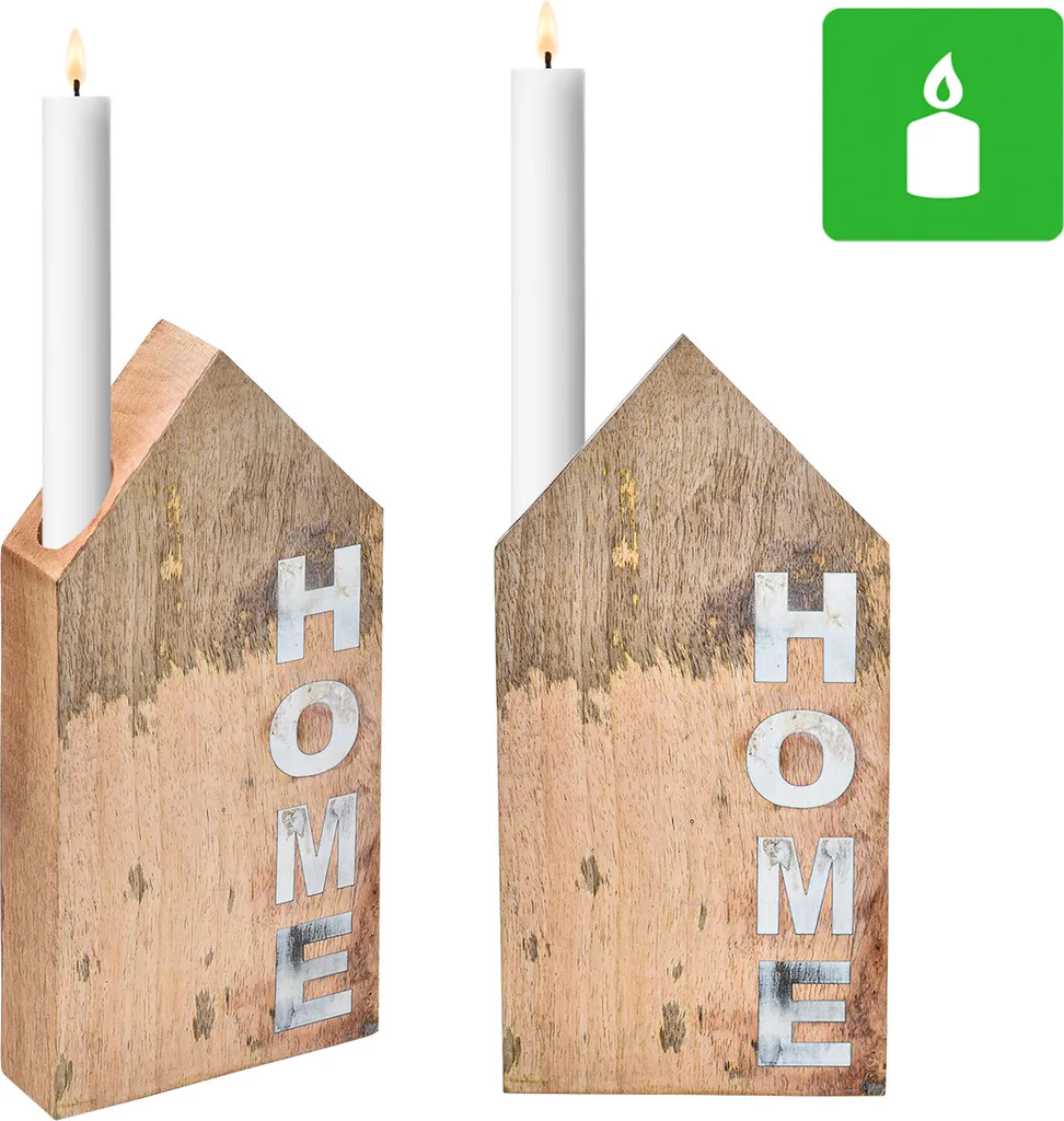 Lot de 2 objets décoratifs bois Décor Home moderne pour salon chic