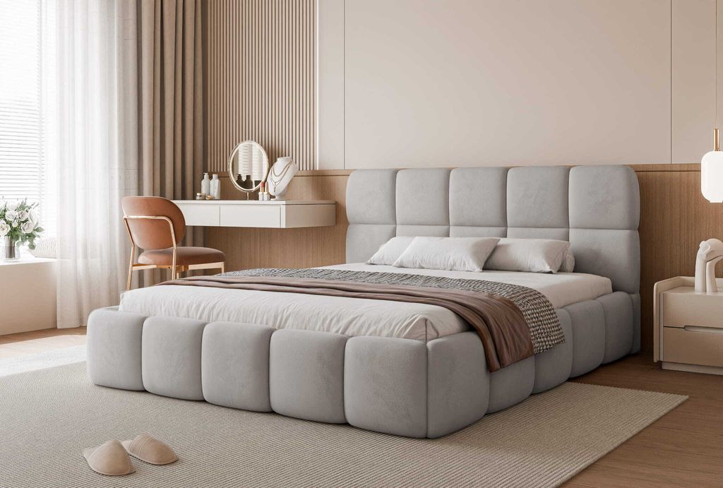 Polsterbett Cloud Doppelbett Bettgestell Lattenrost mit Bettkasten (Farbe: Magic Velvet 2240, Größe: 180x200 cm)