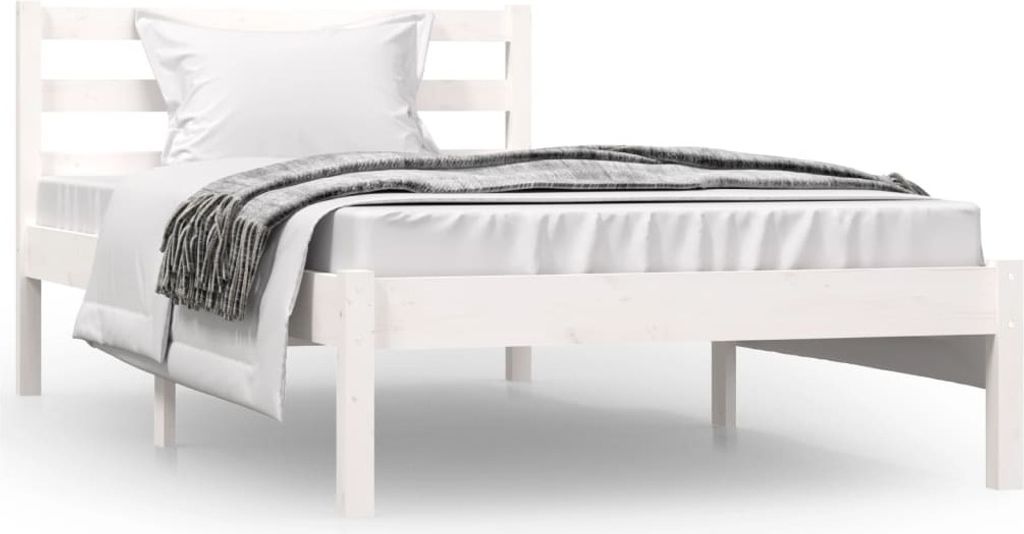 vidaXL Massivholzbett Kiefer 90x190 cm Weiß