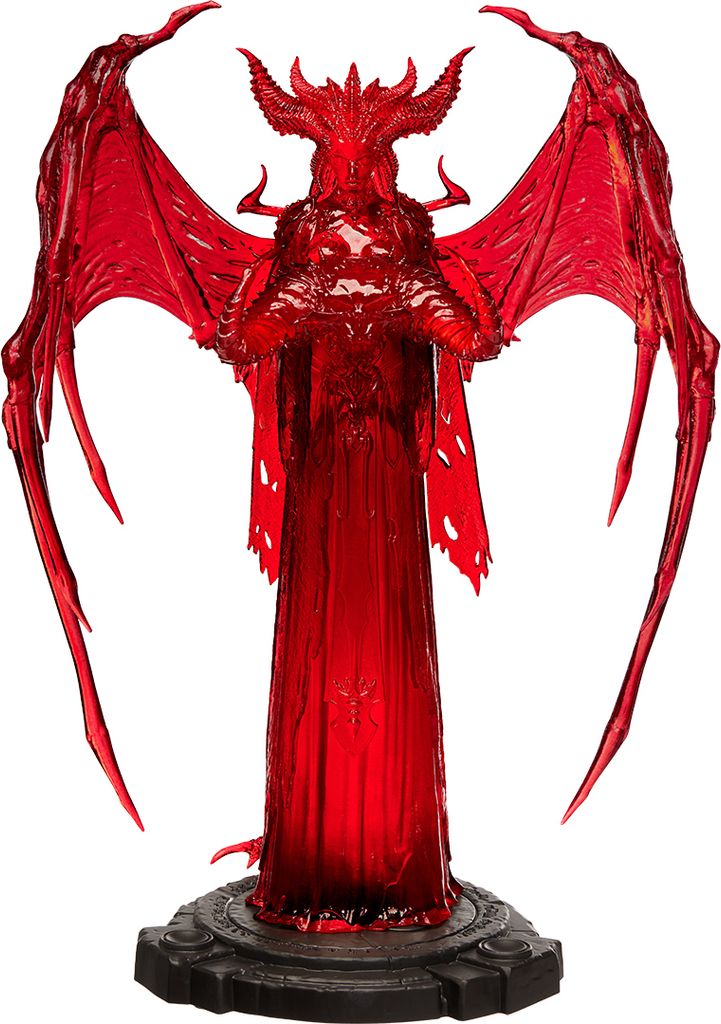 A red statue of Lilith from Diablo IV.