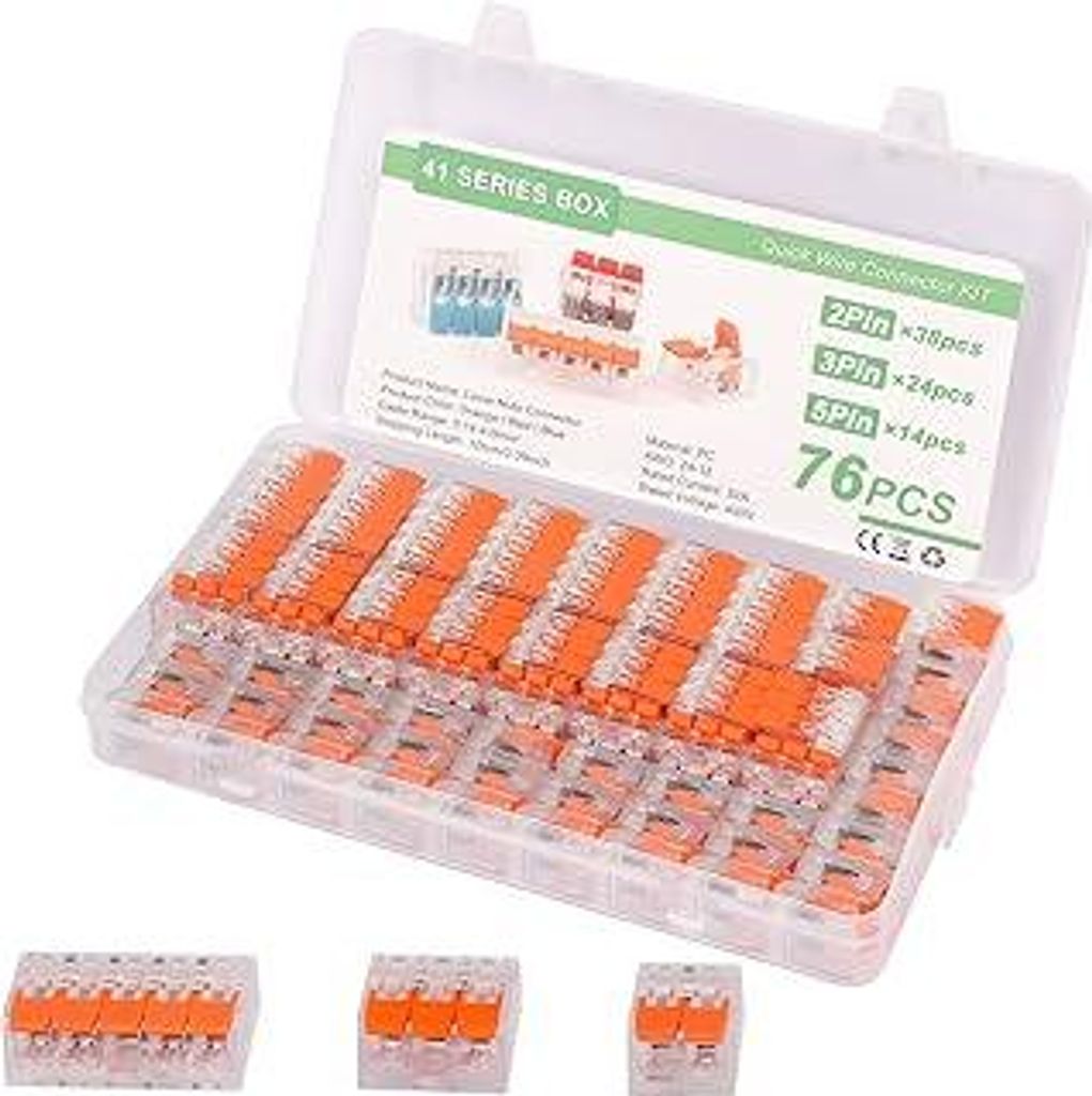 76 Stück Klemmen Elektro für Wago Klemmen 2/3/5 Polig, Lüsterklemme, Verbindungsklemmen, Kabelklemmen Elektro für Hausverkabelung Und Automobil...