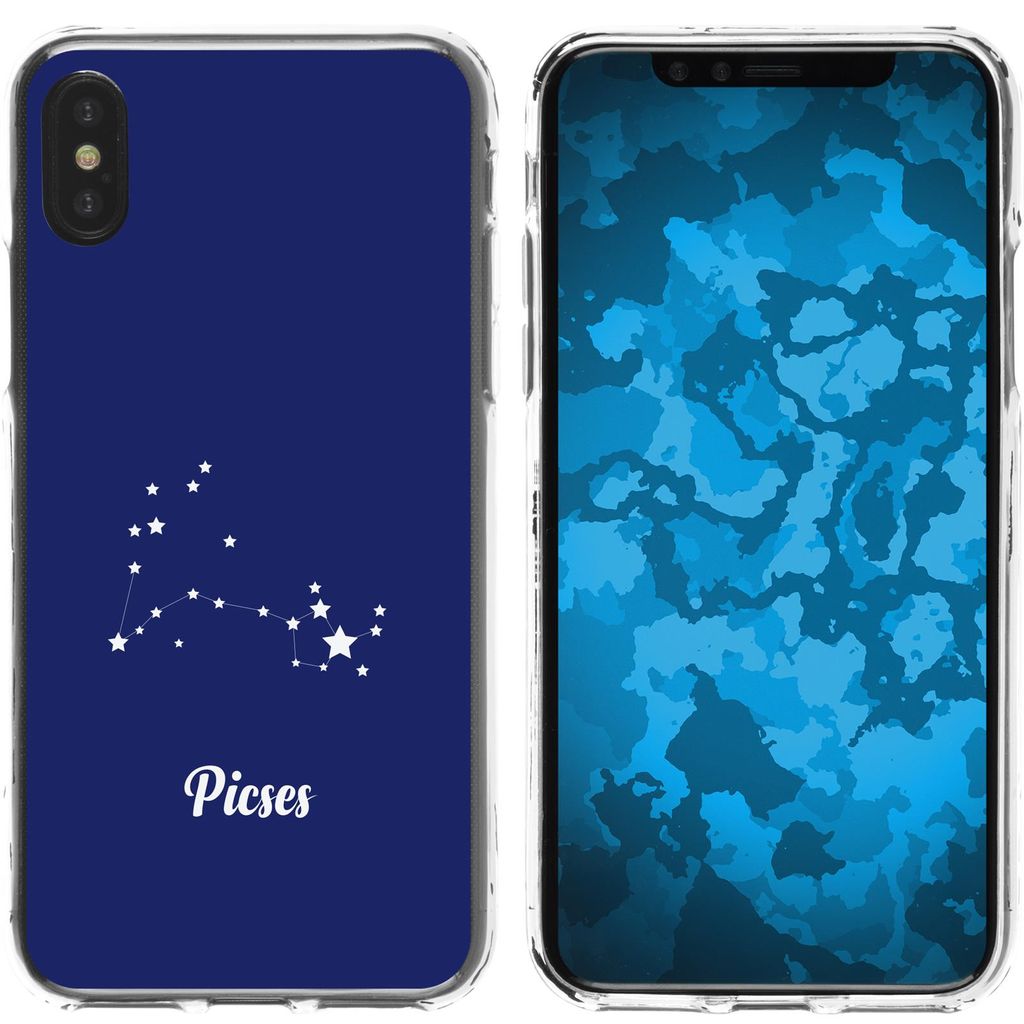 PhoneNatic Case kompatibel mit Apple iPhone X / XS Silikon-Hülle SternzeichenPisces M1