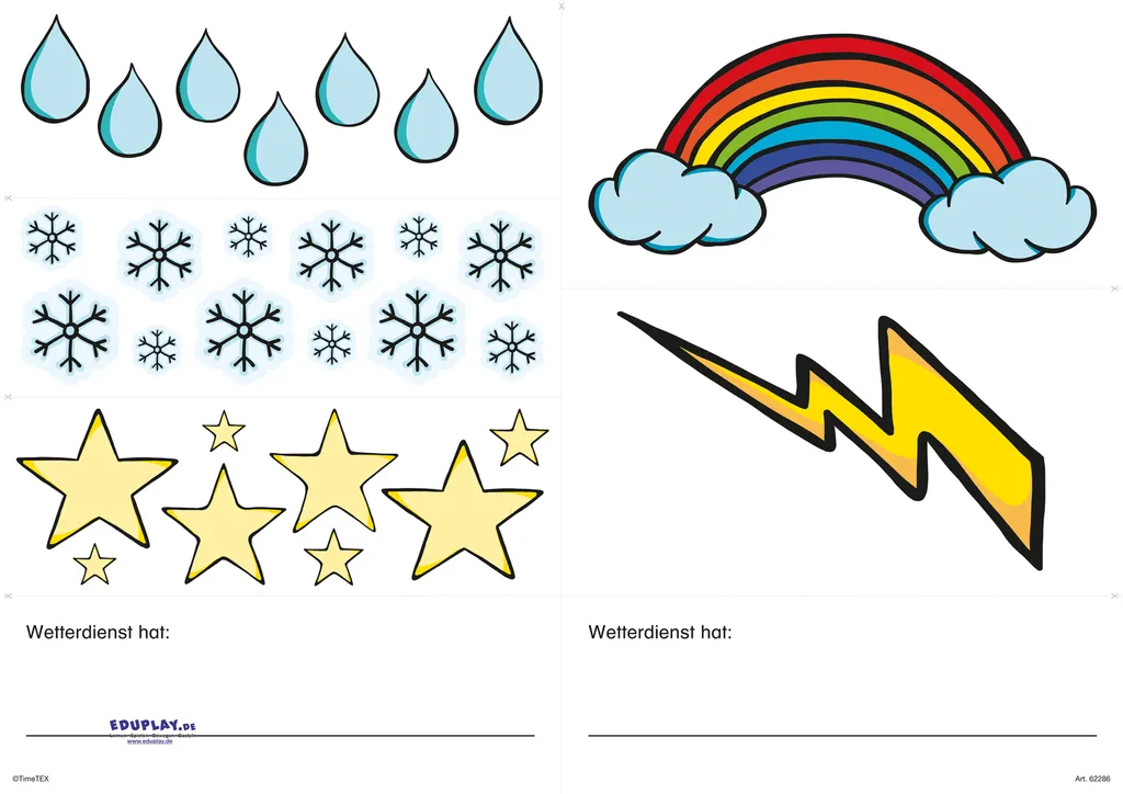 Set de 6 Symboles Météo Multicolores - Planches Illustrées Didactiques