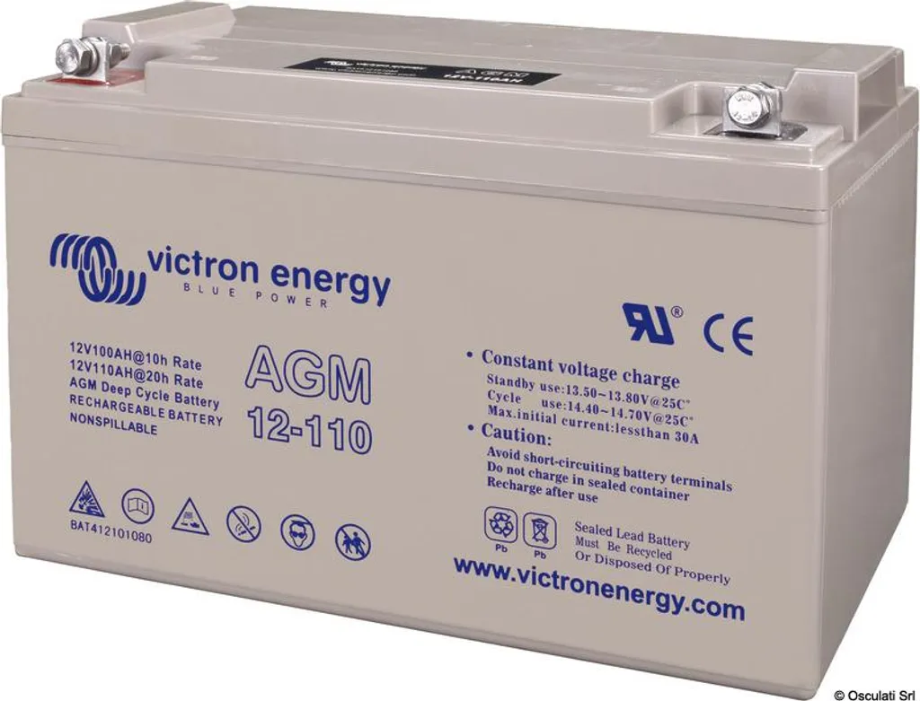 Batterie AGM décharge profonde 12V 110Ah Osculati 12.416.01 haute qualité