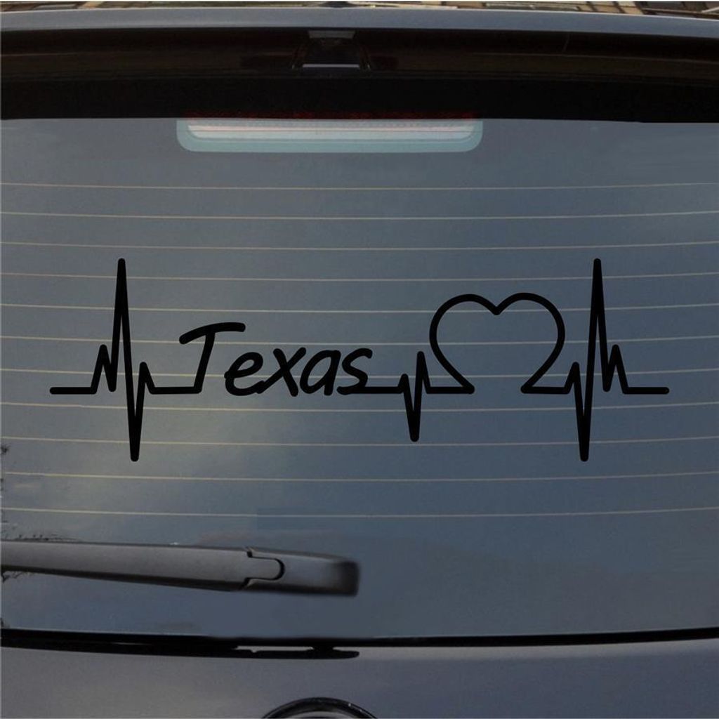 Heckscheibenaufkleber Texas Herzschlag Puls Staat State USA Liebe 55x18 cm Schwarz Matt Auto Aufkleber Sticker